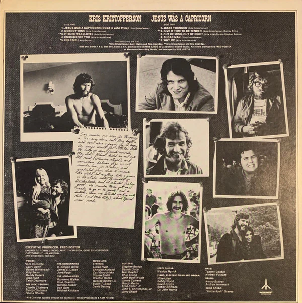 Kris Kristofferson - Jesus Was A Capricorn (LP, Album, Ter) (Very Good (VG)) - Image 3