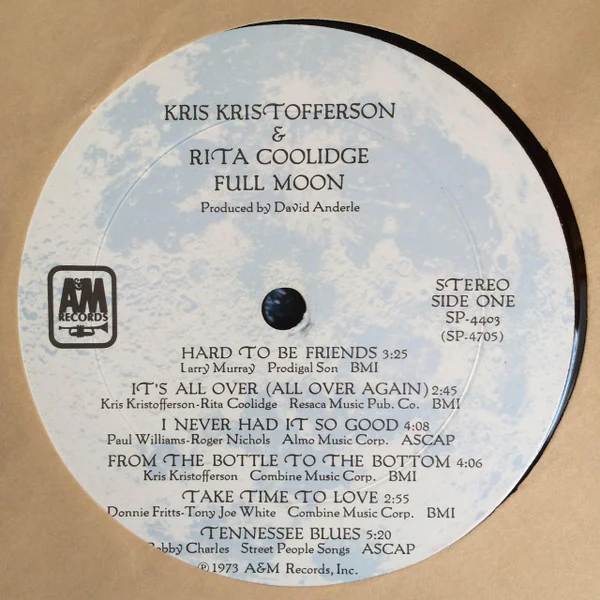 Kris Kristofferson & Rita Coolidge - Full Moon (LP, Album, Ter) (Very Good (VG)) - Image 5