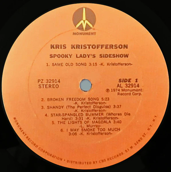 Kris Kristofferson - Spooky Lady's Sideshow (LP, Album, Ter) (Very Good Plus (VG+)) - Image 3