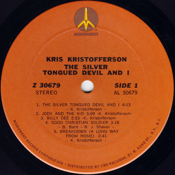 Kris Kristofferson - The Silver Tongued Devil And I (LP, Album, Pit) (Very Good Plus (VG+)) - Image 3