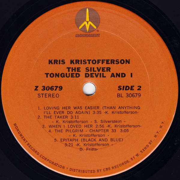 Kris Kristofferson - The Silver Tongued Devil And I (LP, Album, Pit) (Very Good (VG)) - Image 4