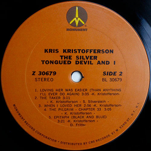 Kris Kristofferson - The Silver Tongued Devil And I (LP, Album, Ter) (Very Good (VG)) - Image 4