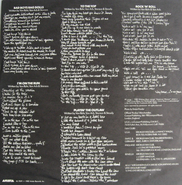 Krokus - One Vice At A Time (LP, Album, Mon) (Very Good Plus (VG+)) - Image 4