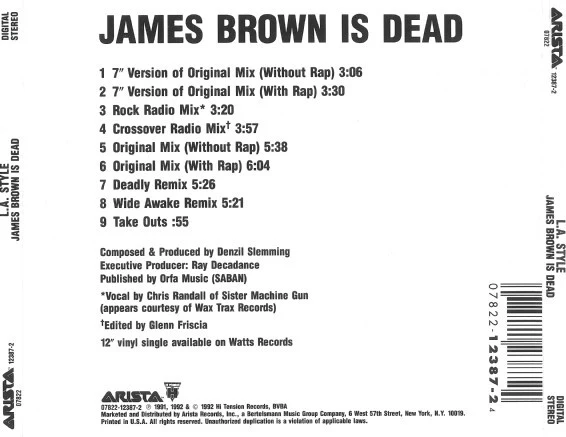 L.A. Style - James Brown Is Dead (CD, Single) (Very Good (VG)) - Image 2
