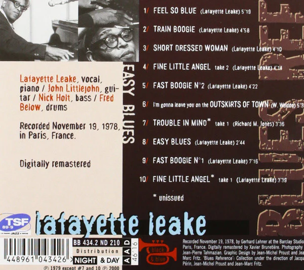 Lafayette Leake - Easy Blues (CD, Album, RE, RM, Dig) (Near Mint (NM or M-)) - Image 2
