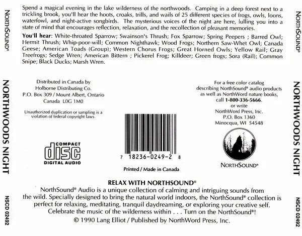 Lang Elliot - Northwoods Night (CD) (Near Mint (NM or M-)) - Image 5