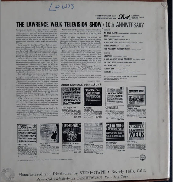 Lawrence Welk - The Lawrence Welk Television Show 10th Anniversary (Reel, 4tr Stereo, 7" Reel) (Very Good Plus (VG+)) - Image 2