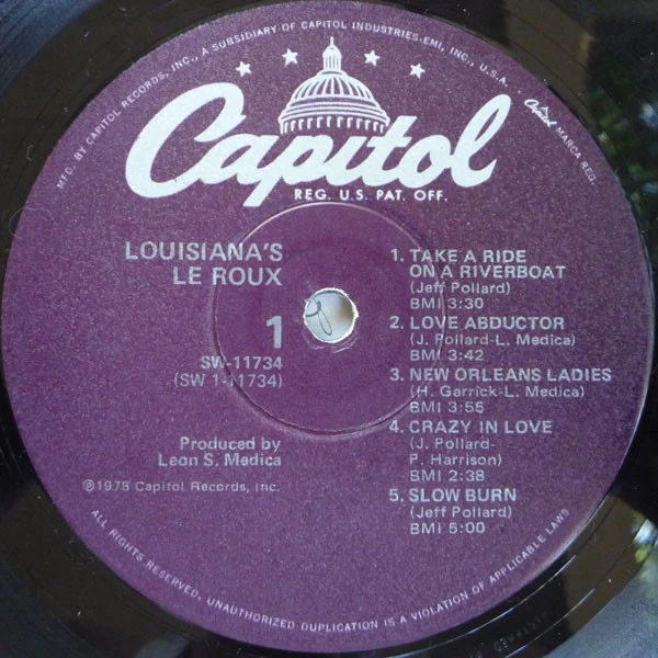 Le Roux - Louisiana's Le Roux (LP, Album, Win) (Near Mint (NM or M-)) - Image 4