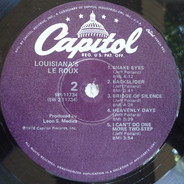 Le Roux - Louisiana's Le Roux (LP, Album, Win) (Near Mint (NM or M-)) - Image 5