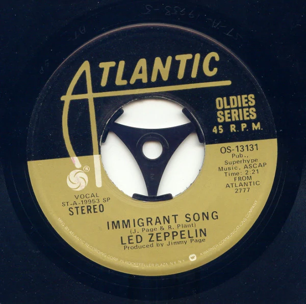 Led Zeppelin - Immigrant Song (7", Single, RE) (Very Good Plus (VG+))