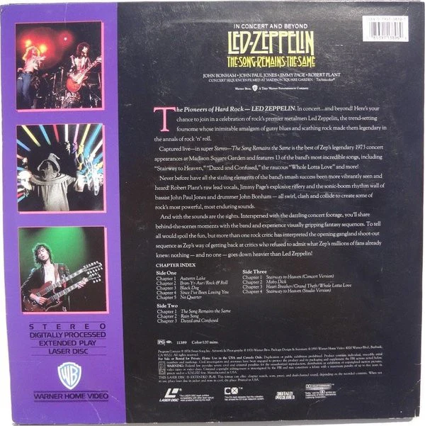 Led Zeppelin - The Song Remains The Same (Laserdisc, 12", NTSC, Dol + Laserdisc, 12", S/Side) (Near Mint (NM or M-)) - Image 2