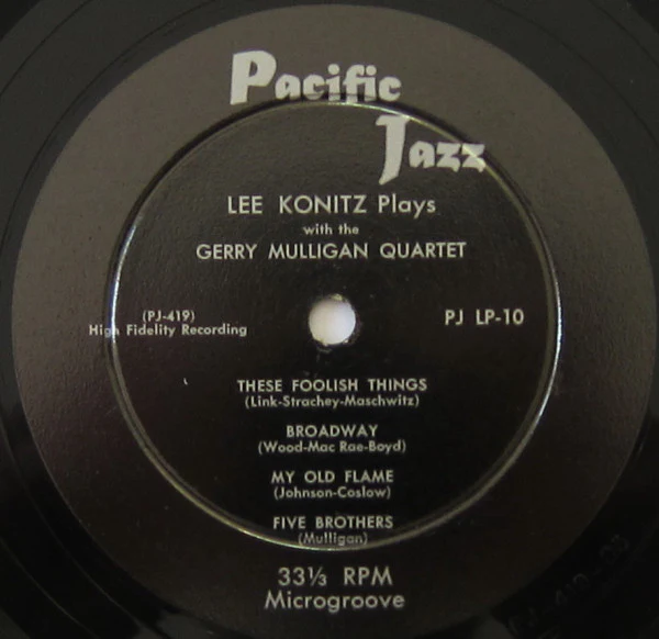 Lee Konitz And Gerry Mulligan Quartet - Lee Konitz And The Gerry Mulligan Quartet (10", Mono) (Very Good Plus (VG+)) - Image 4