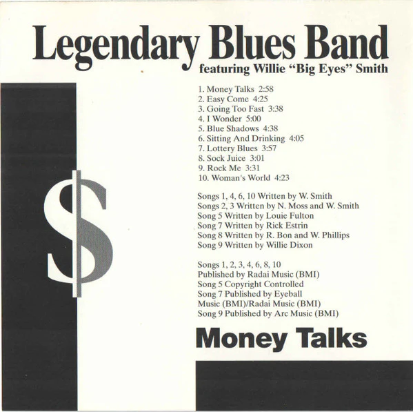 Legendary Blues Band Featuring Willie "Big Eyes" Smith* - Money Talks (CD, Album) (Near Mint (NM or M-)) - Image 4