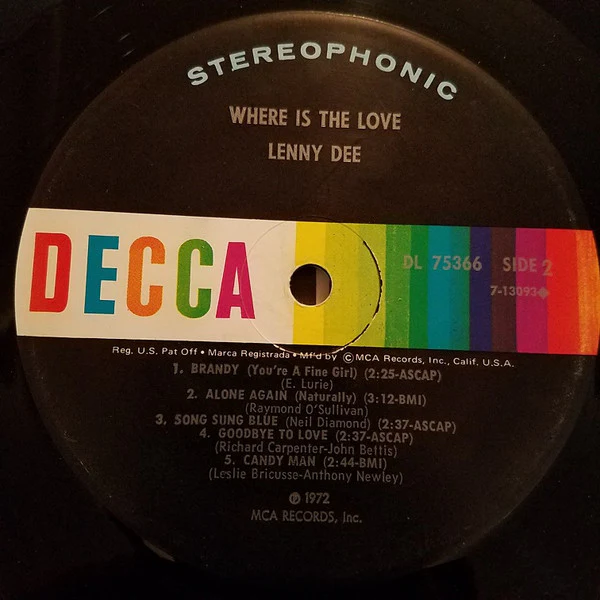 Lenny Dee - Where Is The Love (LP, Album) (Very Good Plus (VG+)) - Image 4