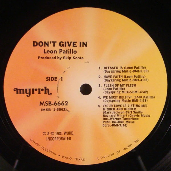 Leon Patillo - Don't Give In (LP, Album) (Near Mint (NM or M-)) - Image 3