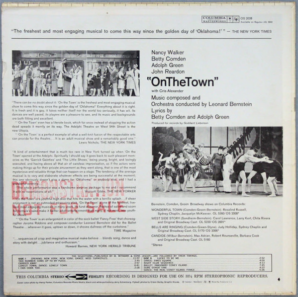 Leonard Bernstein , Lyrics By Betty Comden And Adolph Green - "On The Town" (LP, Ter) (Very Good (VG)) - Image 2