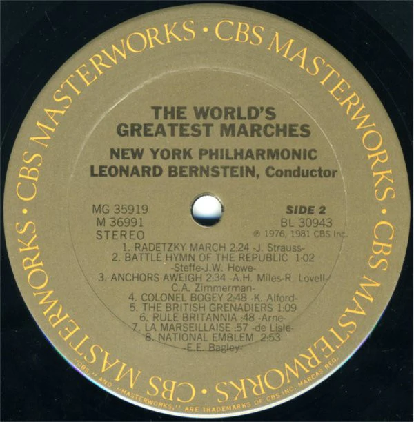 Leonard Bernstein - The New York Philharmonic Orchestra - The World's 25 Greatest Marches (2xLP, Comp) (Very Good Plus (VG+)) - Image 4