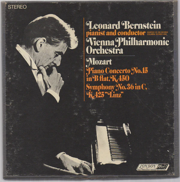 Leonard Bernstein / Vienna Philharmonic Orchestra* / Mozart* - Piano Concerto No. 15 In B Flat , K. 450 / Symphony No. 36 In C, K. 425 "Linz" (Reel, 4tr Stereo, 7" Reel) (Very Good Plus (VG+))