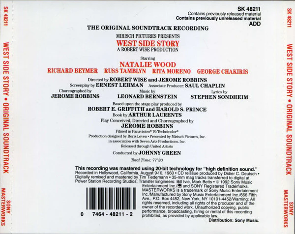 Leonard Bernstein - West Side Story (The Original Sound Track Recording) (CD, Album, RE, RM) (Mint (M)) - Image 3