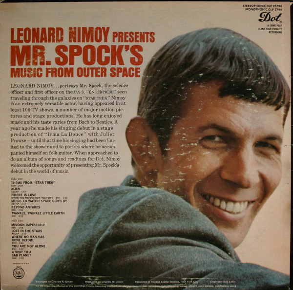 Leonard Nimoy - Presents Mr. Spock's Music From Outer Space (LP, Album, Ind) (Good Plus (G+)) - Image 2
