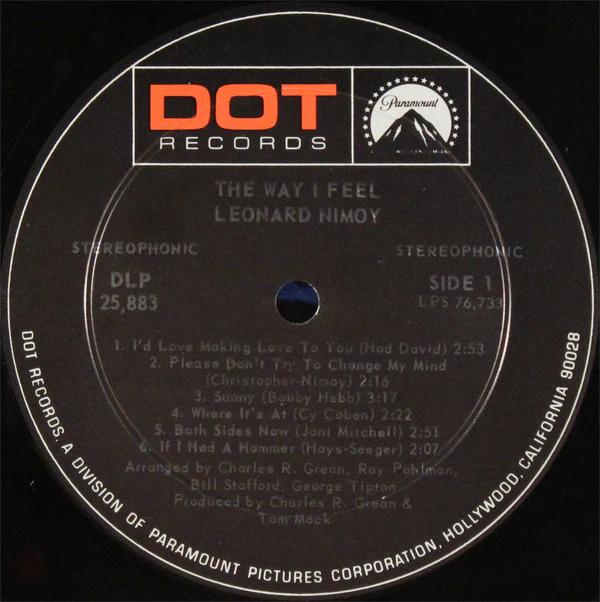 Leonard Nimoy - The Way I Feel (LP, Album, Ind) (Good Plus (G+)) - Image 3