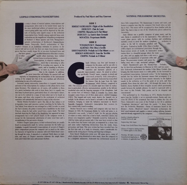 Leopold Stokowski, National Philharmonic Orchestra - His Great Transcriptions For Orchestra (LP) (Near Mint (NM or M-)) - Image 2