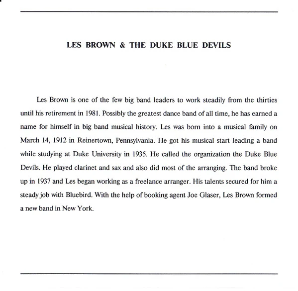 Les Brown And His Duke University Blue Devils - Les Brown & The Duke Blue Devils (CD, Comp, Mono) (Near Mint (NM or M-)) - Image 4