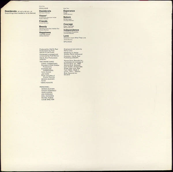 Les Crane - Desiderata (LP, Album) (Very Good Plus (VG+)) - Image 2