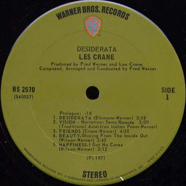 Les Crane - Desiderata (LP, Album) (Very Good Plus (VG+)) - Image 3