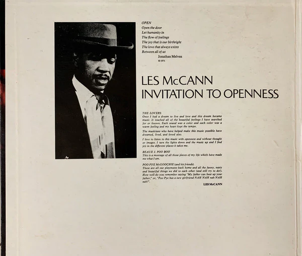 Les McCann - Invitation To Openness (LP, Album, RI) (Very Good Plus (VG+)) - Image 3