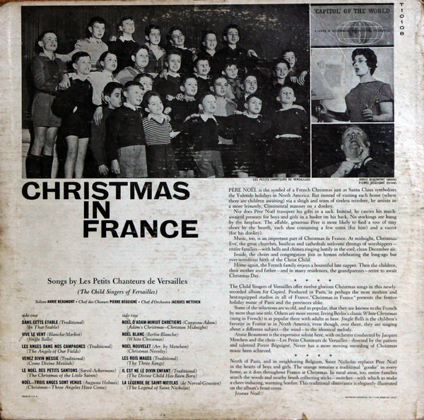 Les Petits Chanteurs De Versailles - Christmas In France (LP, Album, Mono, Scr) (Very Good Plus (VG+)) - Image 2