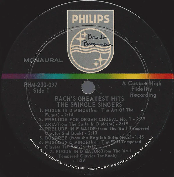Les Swingle Singers - Bach's Greatest Hits (LP, Mono) (Very Good (VG)) - Image 3