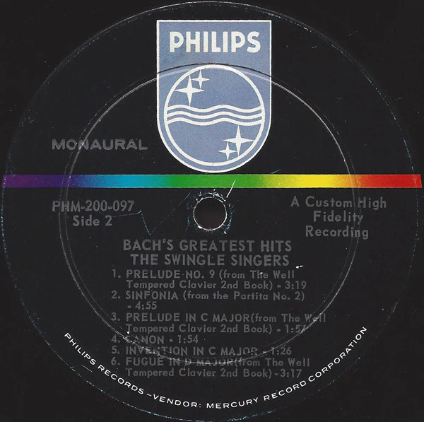 Les Swingle Singers - Bach's Greatest Hits (LP, Mono) (Very Good (VG)) - Image 4