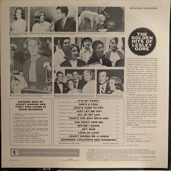 Lesley Gore - The Golden Hits Of Lesley Gore (LP, Comp, Mono, RP) (Very Good (VG)) - Image 2