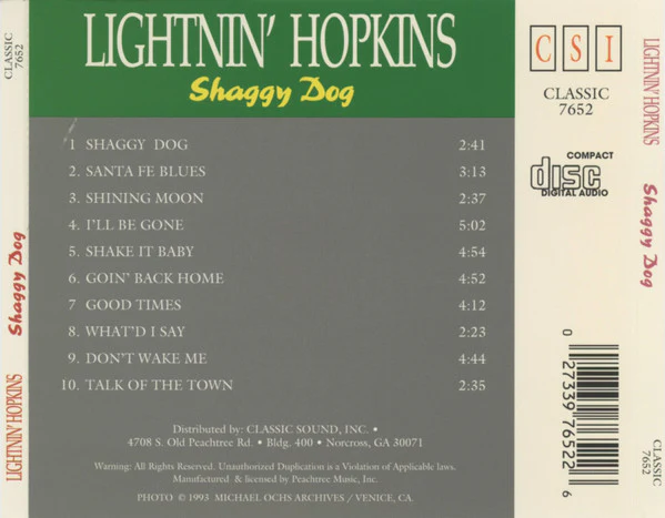 Lightnin' Hopkins - Shaggy Dog (CD, Comp) (Near Mint (NM or M-)) - Image 3