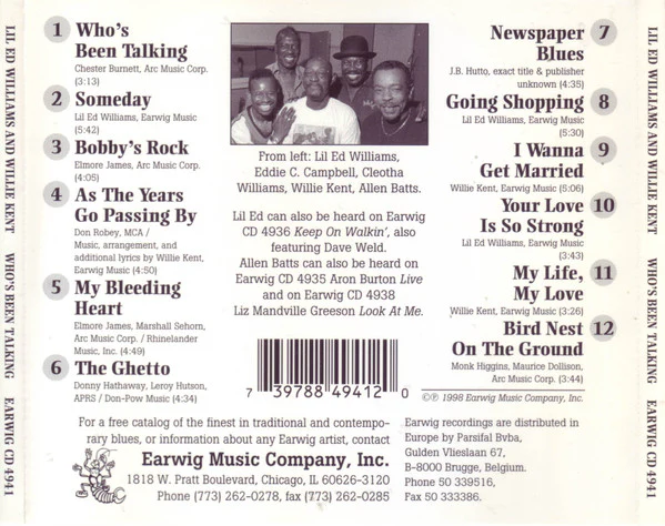 Lil Ed Williams* & Willie Kent - Who's Been Talking (CD, Album) (Near Mint (NM or M-)) - Image 2