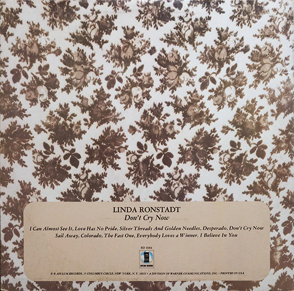 Linda Ronstadt - Don't Cry Now (LP, Album, RE, SP ) (Very Good Plus (VG+)) - Image 2