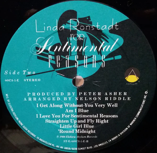 Linda Ronstadt With Nelson Riddle And His Orchestra - For Sentimental Reasons (LP, Album, All) (Very Good Plus (VG+)) - Image 4