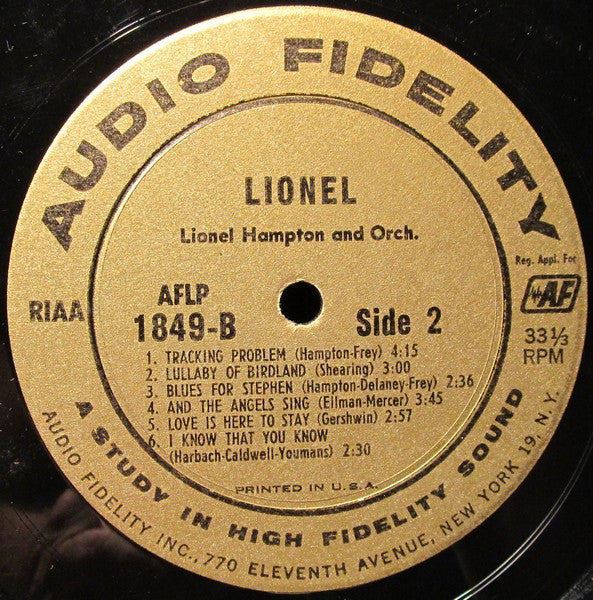 Lionel Hampton And His Orchestra - Lionel...Plays Drums, Vibes, Piano (LP, Album, Mono) (Very Good Plus (VG+)) - Image 4