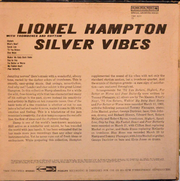 Lionel Hampton - Silver Vibes (With Trombones And Rhythm) (LP, Album) (Very Good Plus (VG+)) - Image 2