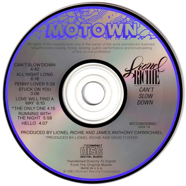 Lionel Richie - Can't Slow Down (CD, Album, DAD) (Near Mint (NM or M-)) - Image 3