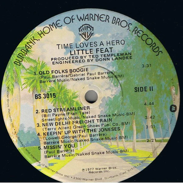 Little Feat - Time Loves A Hero (LP, Album, Win) (Very Good Plus (VG+)) - Image 4