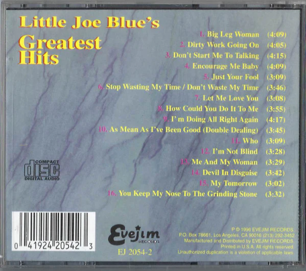 Little Joe Blue - Little Joe Blue's Greatest Hits (CD, Comp) (Near Mint (NM or M-)) - Image 2