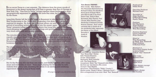 Long John Hunter And Tom "Blues Man" Hunter - One Foot In Texas (CD, Album) (Very Good Plus (VG+)) - Image 4