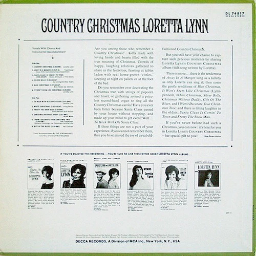 Loretta Lynn - Country Christmas (LP, Album, Pin) (Very Good Plus (VG+)) - Image 2