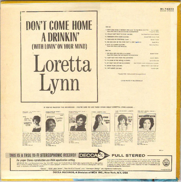 Loretta Lynn - Don't Come Home A Drinkin' (With Lovin' On Your Mind) (LP, Album, Ind) (Very Good (VG)) - Image 2