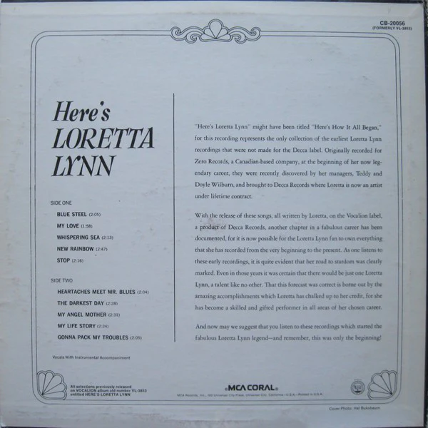 Loretta Lynn - Here's Loretta Lynn (LP, Album, RE) (Fair (F)) - Image 2