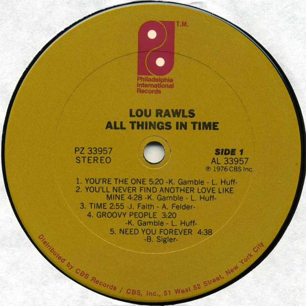Lou Rawls - All Things In Time (LP, Album, Pit) (Very Good (VG)) - Image 3
