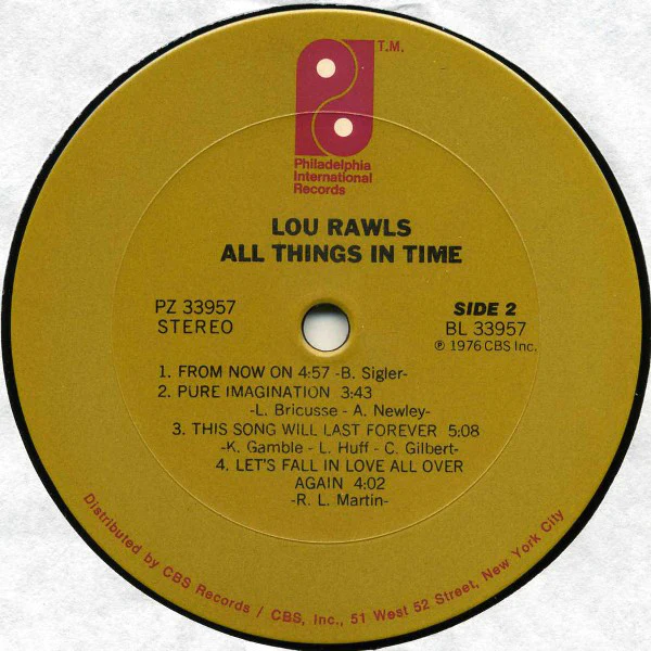 Lou Rawls - All Things In Time (LP, Album, Pit) (Very Good (VG)) - Image 4