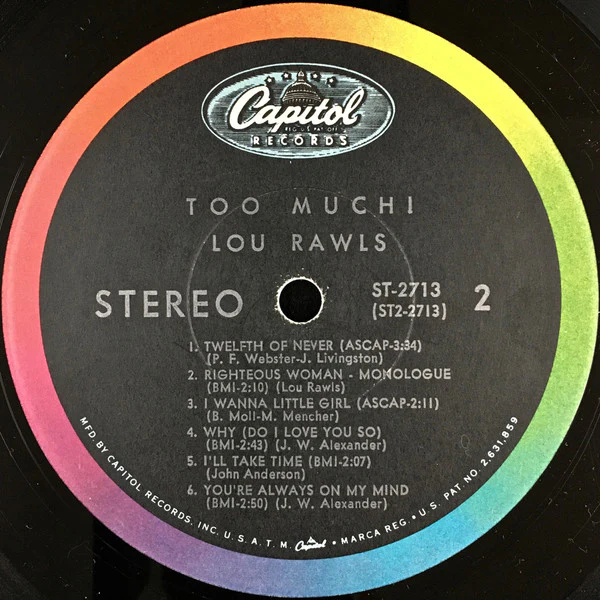 Lou Rawls - Too Much! (LP, Album, Scr) (Very Good (VG)) - Image 4